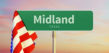 Midland Texas sign with american flag